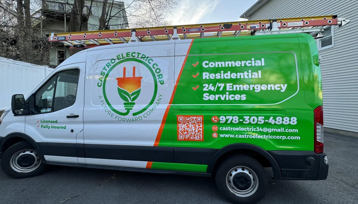 Best-Electrician-in-Woburn Electric van advertising services and contact